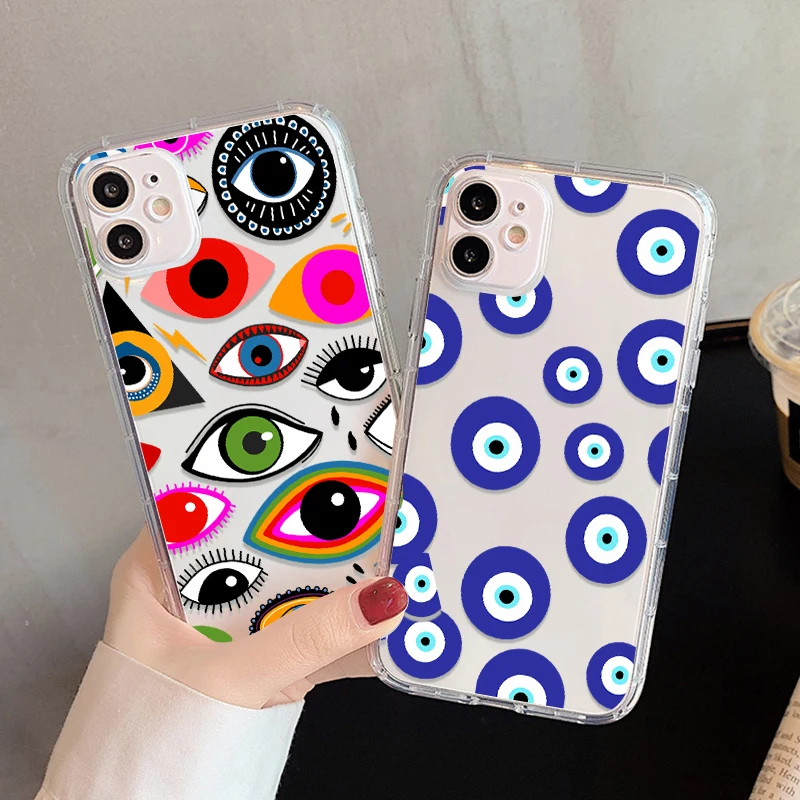 

Blue Evil Eye Clear Case For OPPO Reno 5 Lite A15 A16 A3S A5S A52 A72 A53 A54 A32 A33 A8 A31 A93 A94 A71 Soft Silicon Back Cover