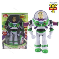 30cm disney toy story 4 buzz lightyear anime pvc action figures lights voices movable with wings toys for children birthday gift