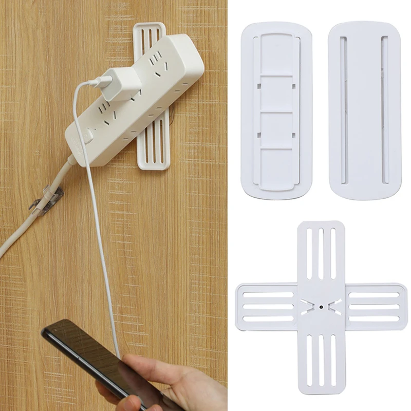 

Self-Adhesive Desktop Socket Fixer Cable Organizer Wall Hanging Power Strip Holder Fixator Plug-in Removable Wall-Mounted Fixer
