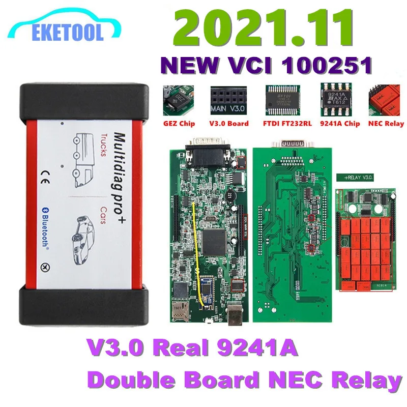 Новинка, реле VCI 2021,11 TCS V3.0 9241A Bluetooth с двойной печатной платой NEC, реле флуогенератора ключей TCS PRO Multidiag Pro TCS OBD2