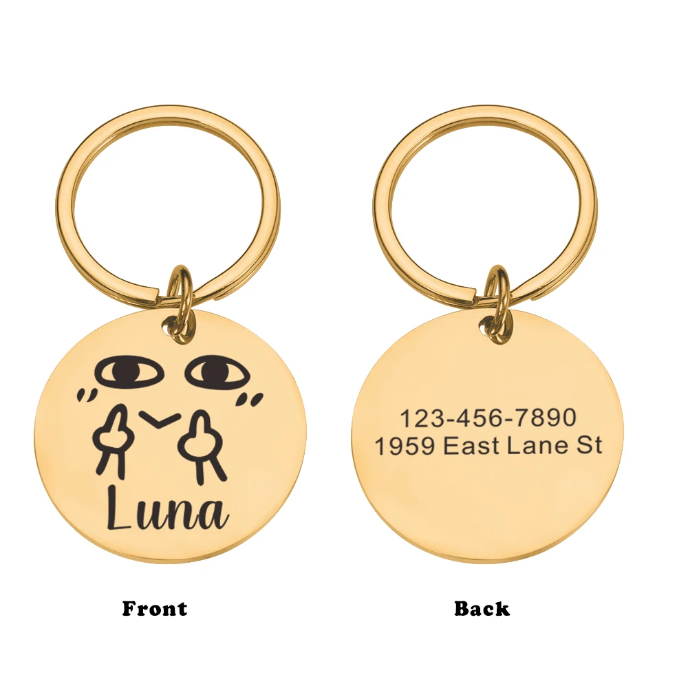 

Personalized Dog ID Tag Anti-lost Mirror Pet Name Tags Plates Free Engraving Dogs Cats Kitten ID Tag Nameplate Pendant for Pets