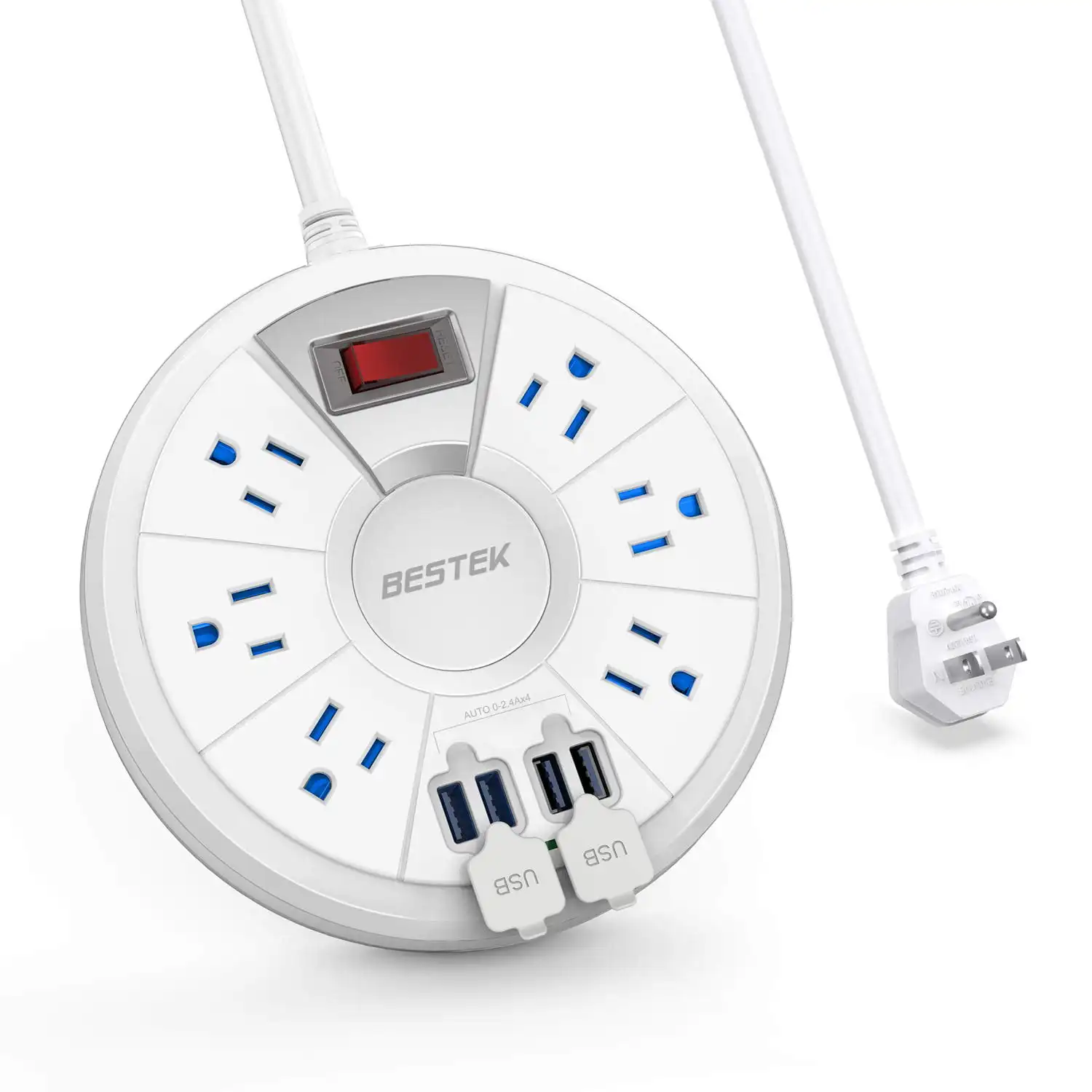 

10-Outlet Power Strip 4000J Surge Protector with Dual USB Ports, 6 Feet Heavy Duty Extension Cord FCC UL (White)