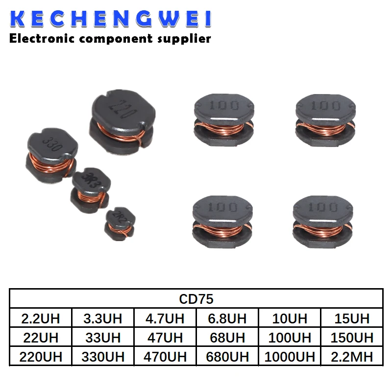 

20PC SMD Inductor CD75 Power Inductance 2.2UH 3.3UH 4.7UH 6.8UH 10UH 15UH 22UH 33UH 47UH 68UH 100UH 150UH 220UH 330UH 470UH