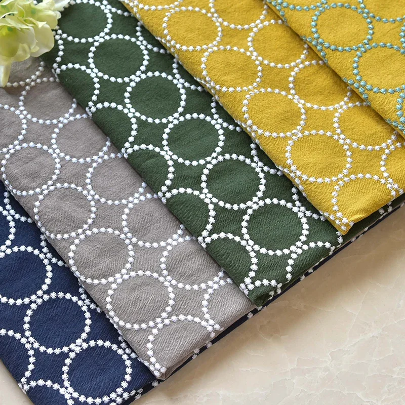 

Утолщенная высококачественная ткань из хлопка и льна с круговой вышивкой, сумки для рукоделия, столовые скатерти, домашний декор, ткань для шитья