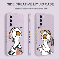 duck couple phone case for huawei p40 p50 p30 p20 pro lite nova 5t y7a mate 40 30 20 pro lite liquid silicone cover