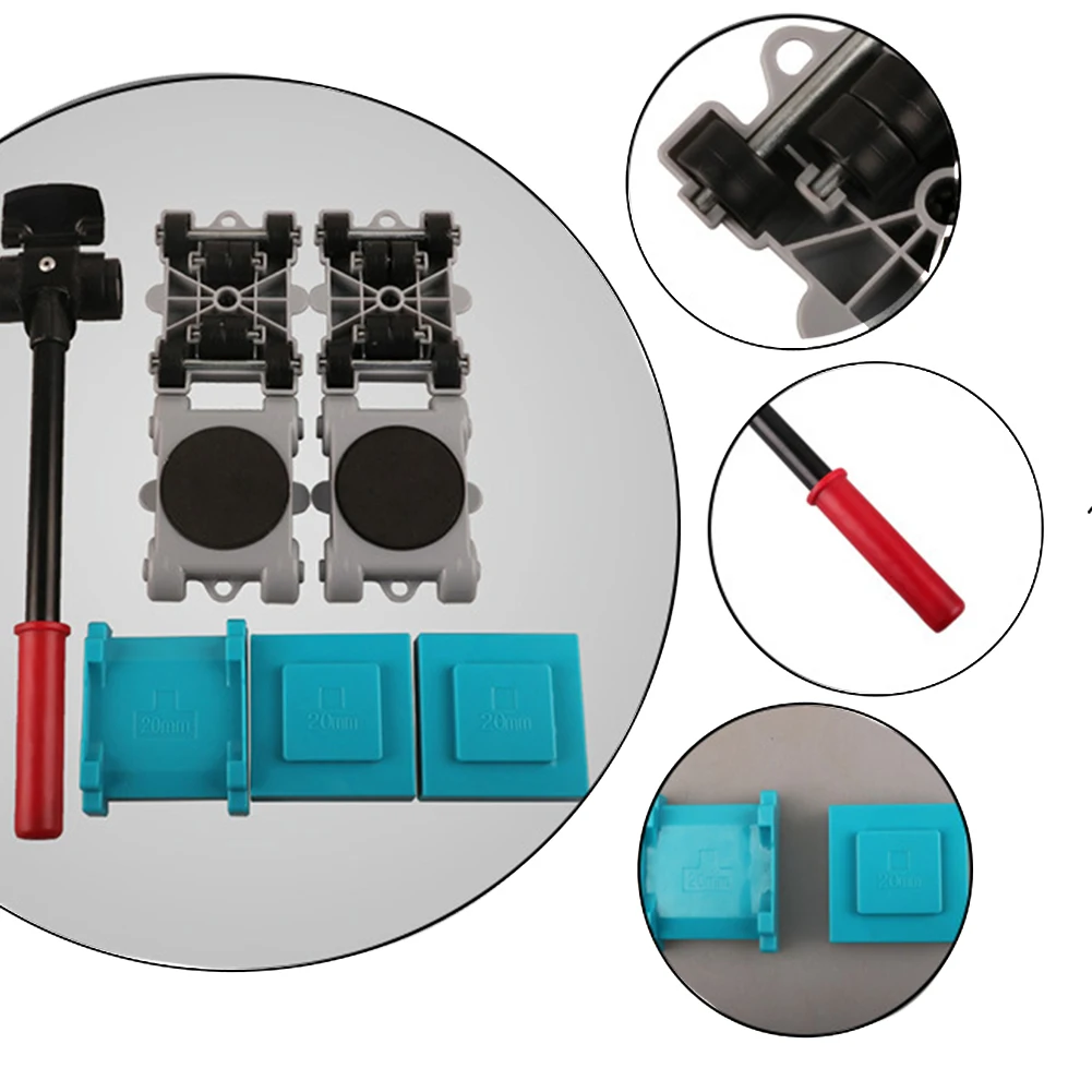 

8pcs Transport Moving Roller Set Lifter Furniture Mover Tool Easy Home Sliders Professional Use 360 Degree Rotatable