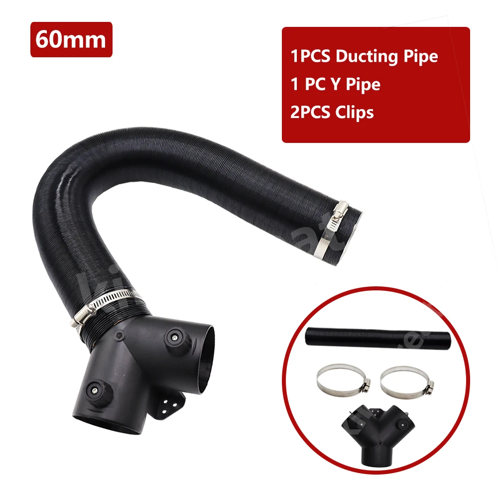 

60mm Car Heater Replacement Kits Air Diesel Parking Heater Ducting Pipe Air Vent Outlet Hose Tube Connector w/Hose Clips
