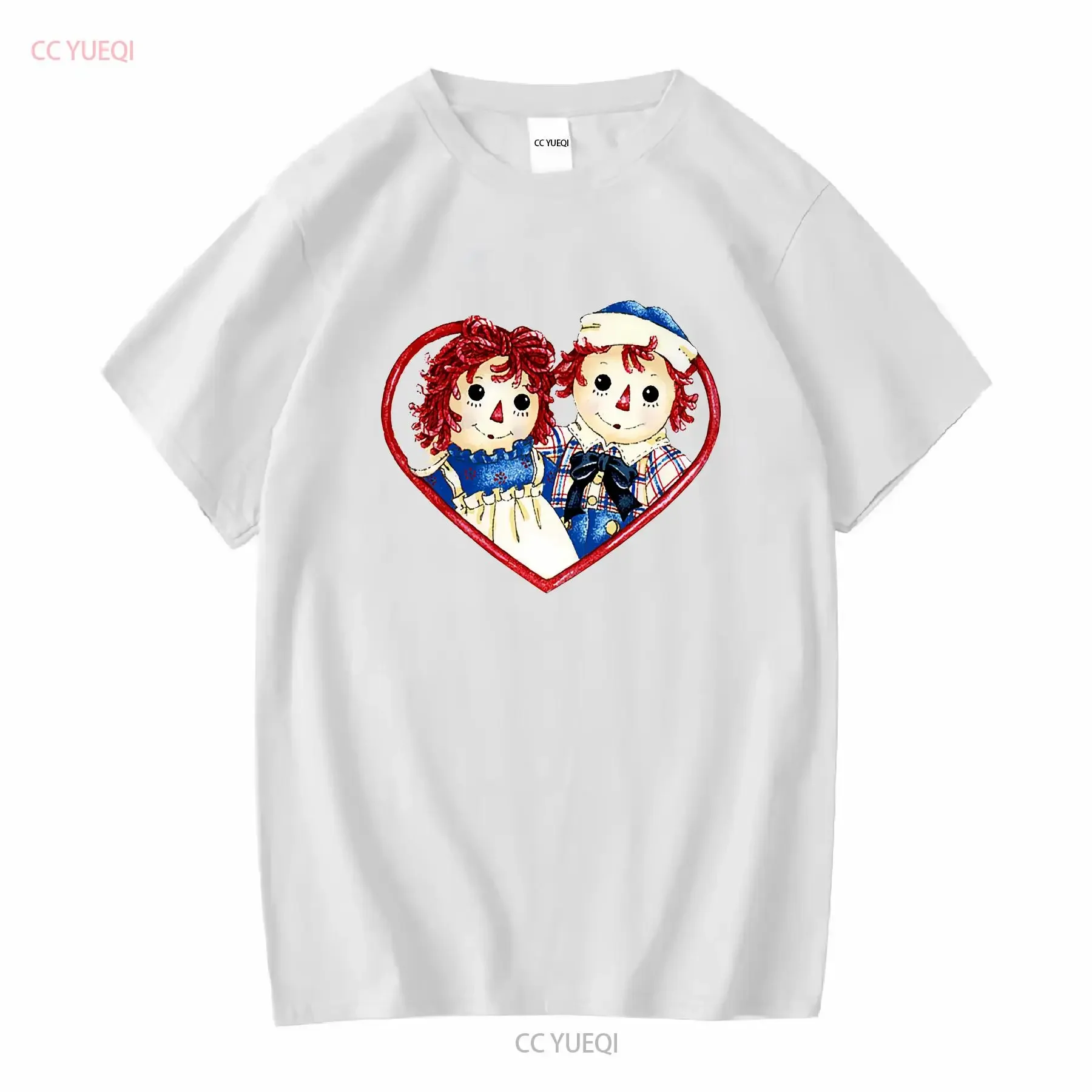 Фото Винтажная футболка из джерси Raggedy Ann and Andy Dolls с сердечками, винтажная стираная слегка дизайнерская одежда унисекс №4
