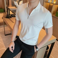 golf polo shirts for men summer new short sleeve zipper lapel tops casual slim trend good quality tees 2022 hommes clothing