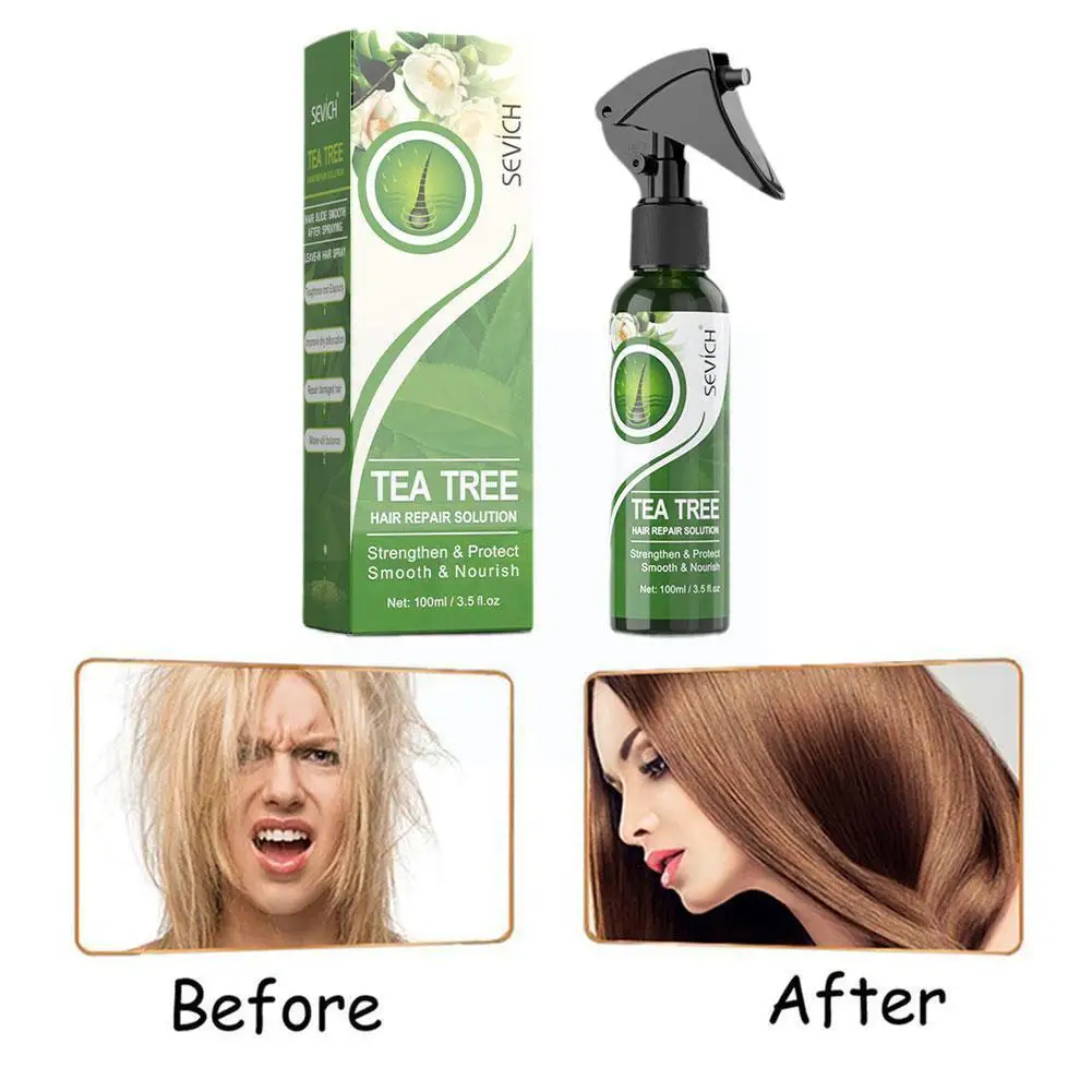 

100ml Hair Smoothing Spray Tea Tree Essence Repair Damaged Hair Dying Care Moisturing Ironing Nourishing Dry Essence Hair