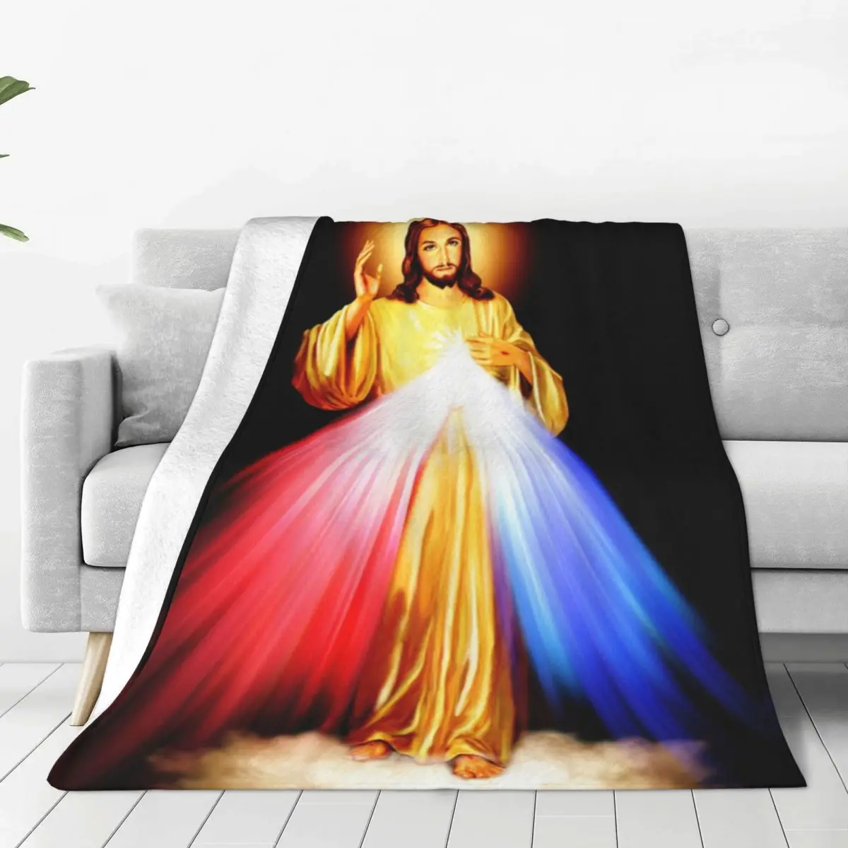 

Divine Mercy Jesus Flannel Blanket I Trust in You Warm Soft Bedding Throws for Bedroom Camping Print Bedspread Sofa Bed Cover