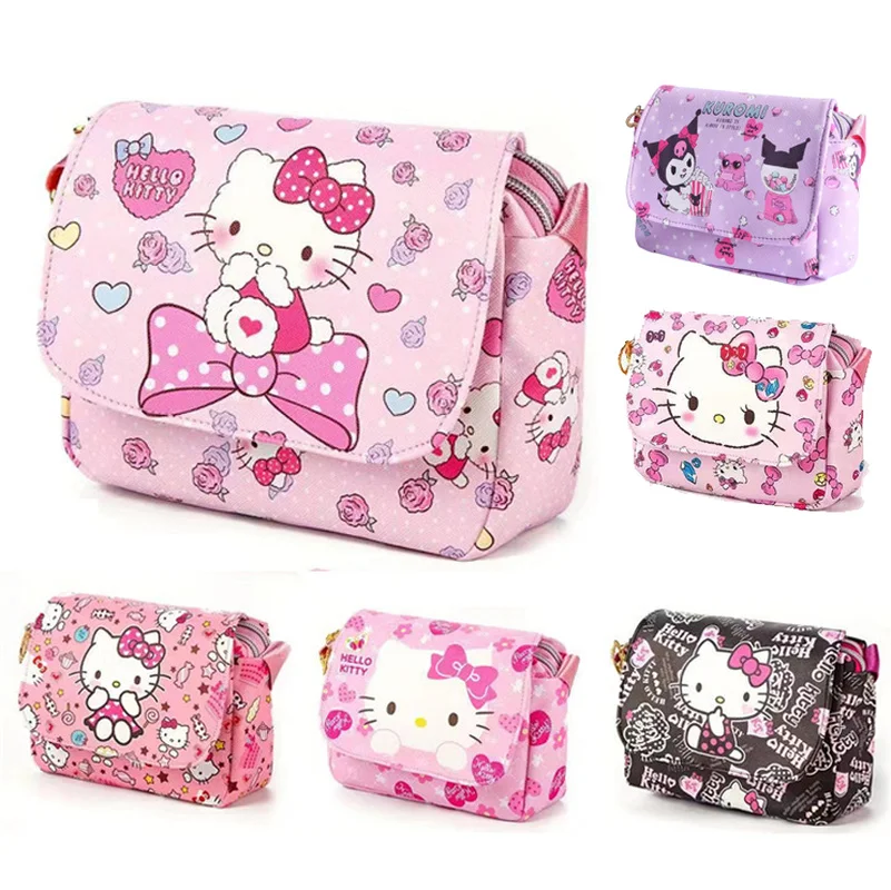 

Sanrio аниме Hello Kitty Флип-молния кожаные косметические повседневные сумки-мессенджеры с мультяшным рисунком модные водонепроницаемые сумки дл...