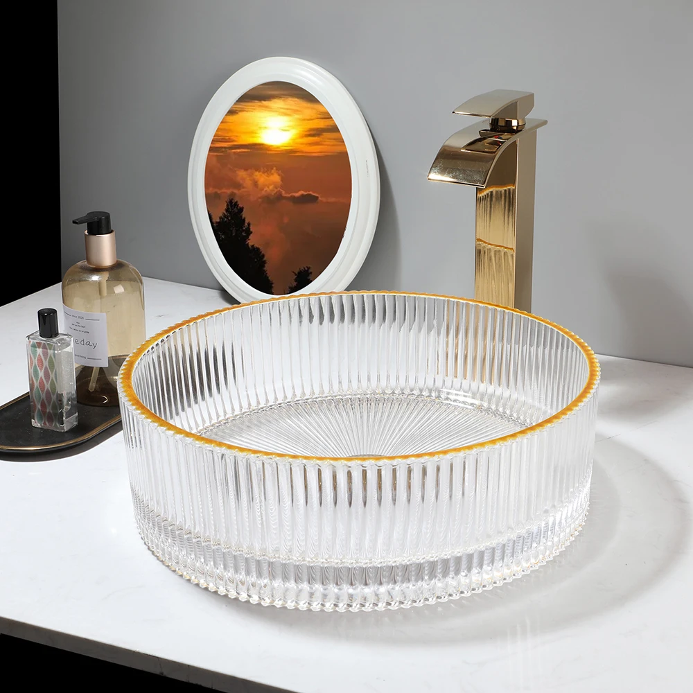 Набор раковины YANKSMART из закаленного стекла круглая Прозрачная чаша умывальник