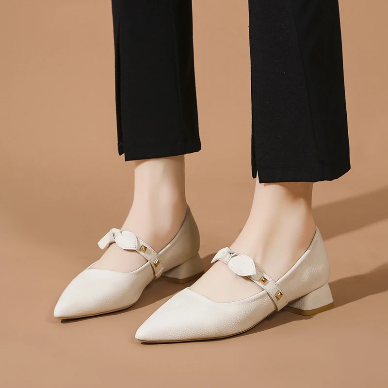 

Женские туфли с острым носком, туфли из искусственной кожи на низком квадратном каблуке, с пряжкой, весна 2022