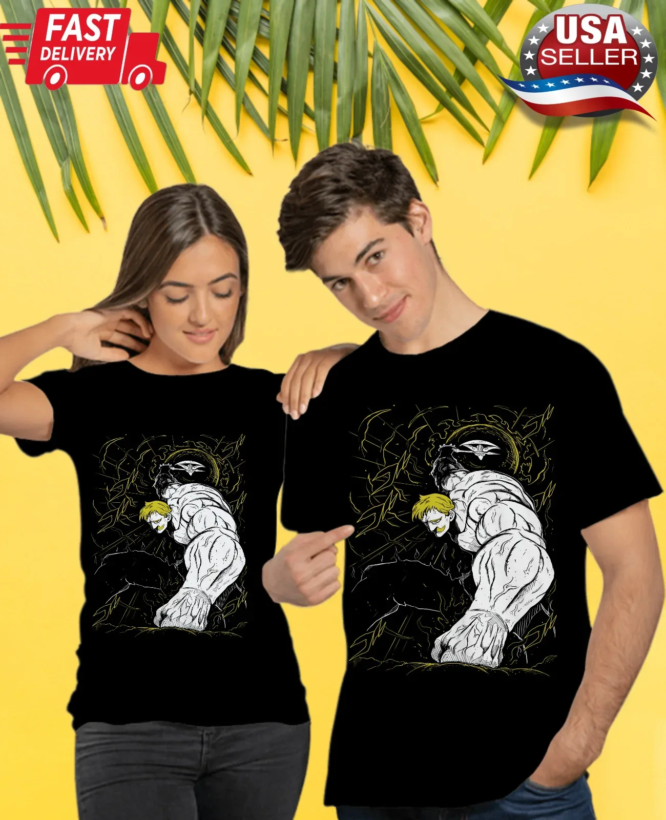 Футболка Семь смертных грехов манга аниме мелиодас подарок черная рубашка все