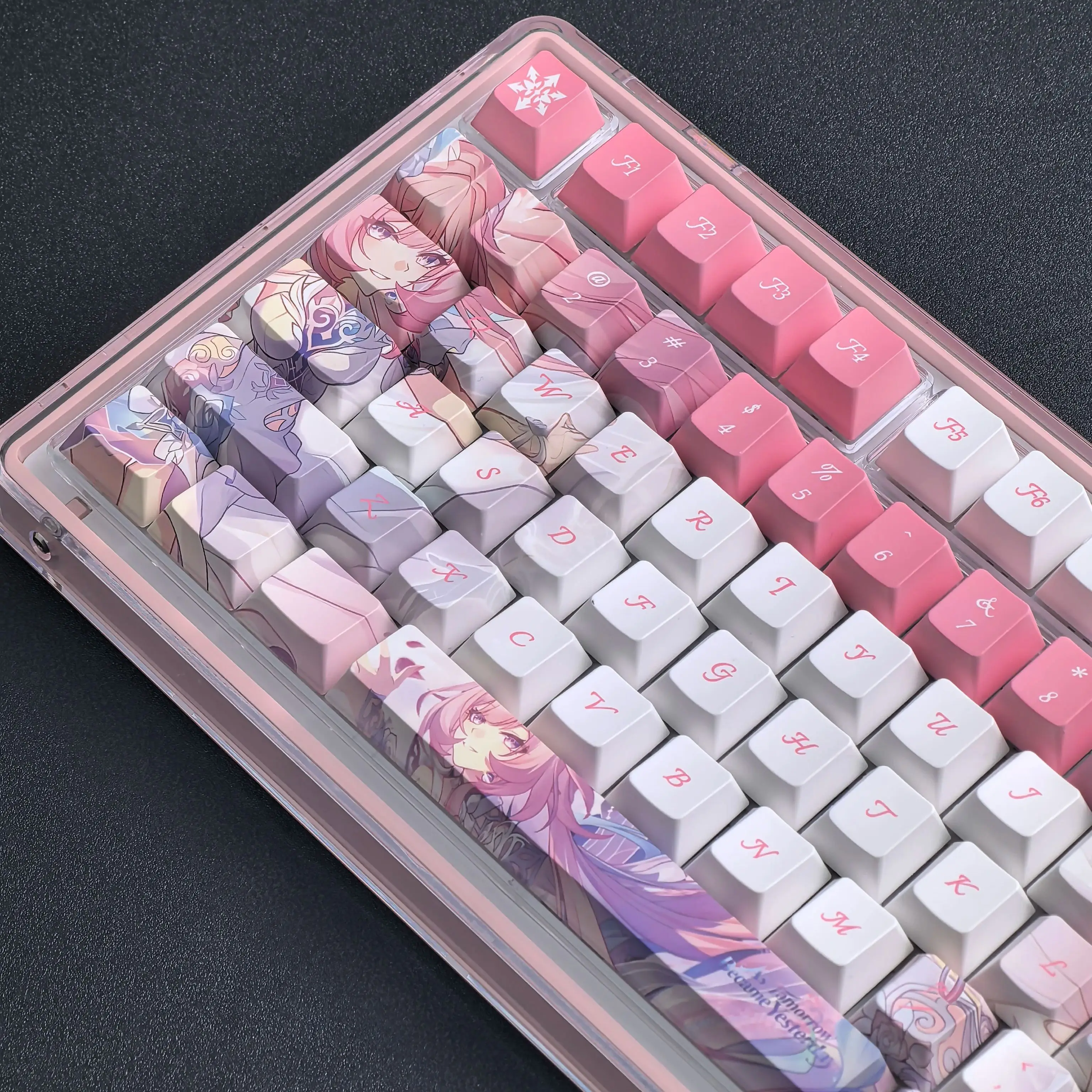 Фото Колпачки для клавиш MAIMOOO Honkai Cyrene Pink Cherry Pbt в стиле аниме/манги Aulaf75/F99, колпачки для клавиш на заказ, 124 клавиши №2