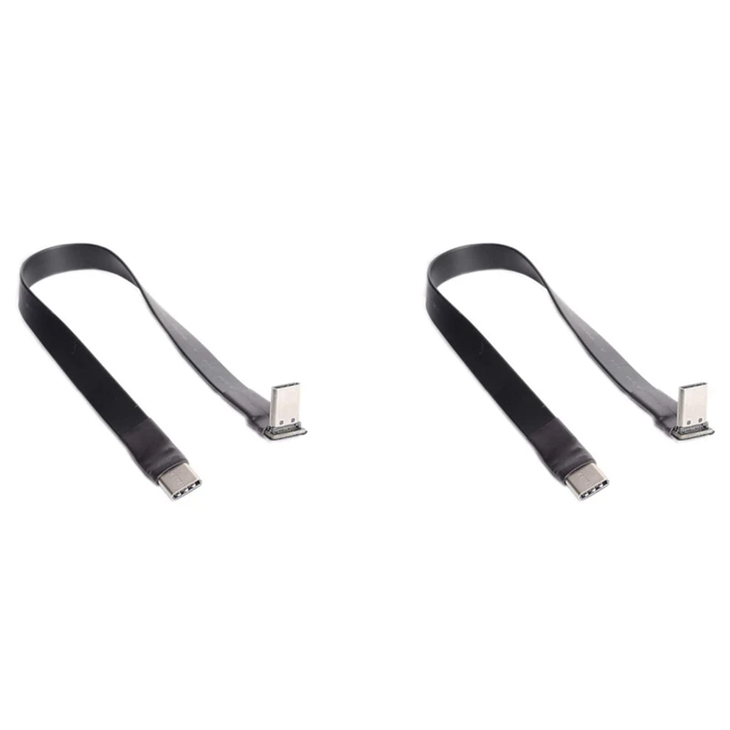 

HOT-2X USB 3.1 Type C To Type C Extension Cable 90 Degree Adapter FPC FPV Ribbon Flat USB C Cable 3A 10Gbps EMI Shielding