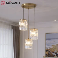 light luxury chandeliers led crystal cord pendant light copper glass for dining room bedroom bar kitchen glass quartz e27