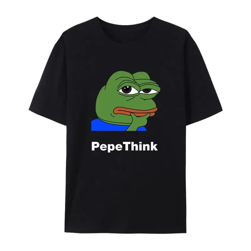 Забавная хлопковая футболка PepeThink Livestream Emote с героями мультфильмов для мужчин и