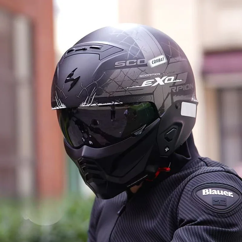 Мотоциклетный шлем USA Scorpion Exo-Combat II одобренный ECE DOT съемный в стиле ретро анфас Cascos