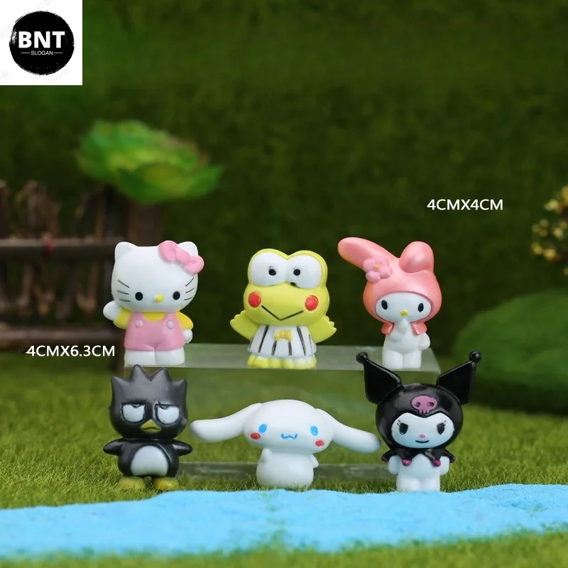 Фото 6 шт., декоративные куклы, аниме фигурки Kuromi Cinnamoroll Q, фигурные украшения для торта, модель, детские подарки на день рождения №1