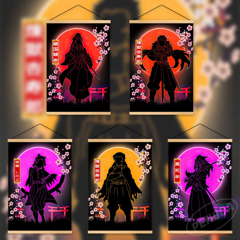 

Wall Art Demon Slayer Canvas Anime Pictures Rengoku Kyoujurou Painting Print Tomioka Giyuu Poster Hanging Wooden Home Decoration