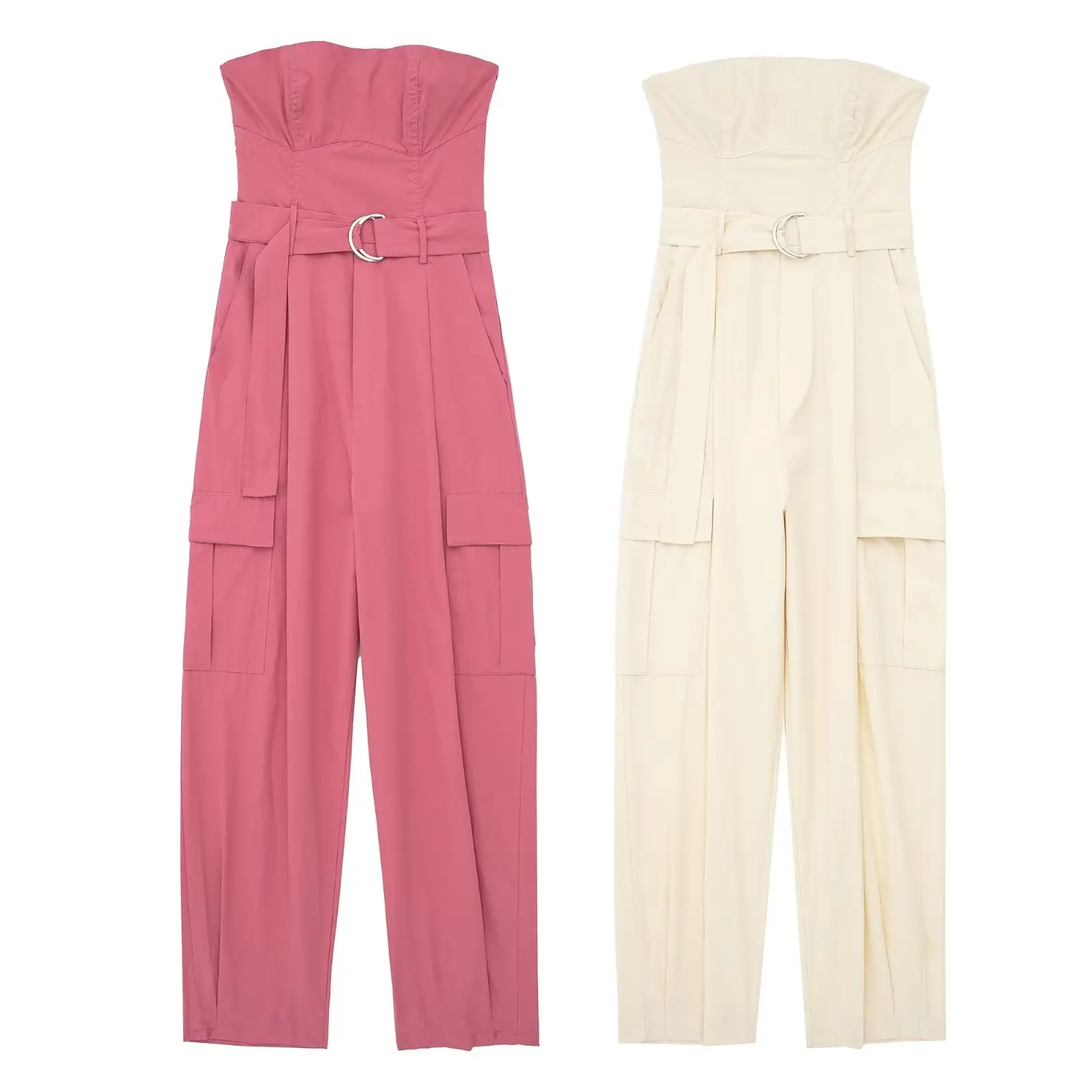 

Women 2023 New Chic Fashion Summer 2 Colors Tube Top Work Clothes Jumpsuits Vintage Backless Female Playsuits Mujer