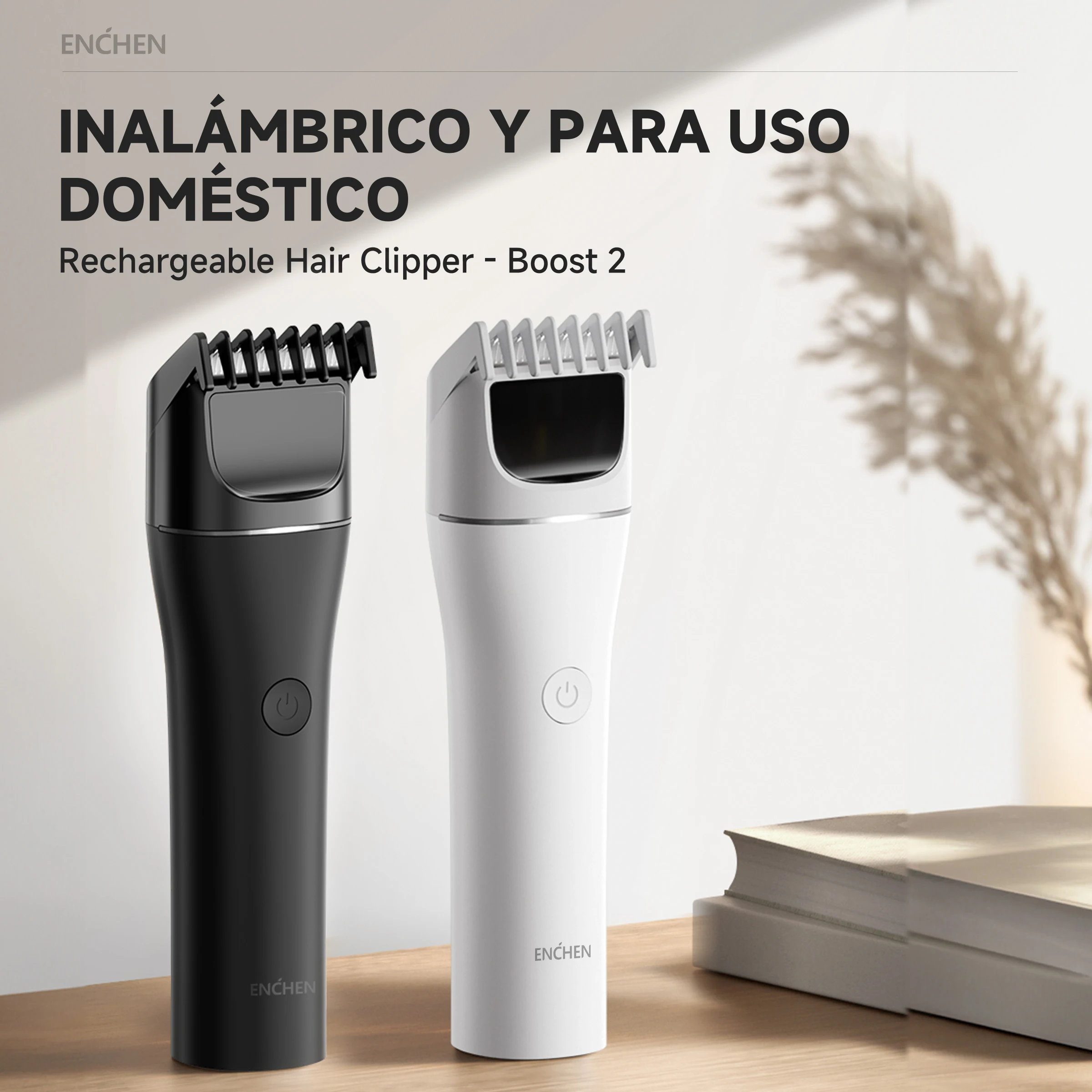 Enchen Boost 2 Black Electric Hair Clipper Rechargeable Type-C Wireless and Corded 1200Mah Battery Travel Lock Home Use