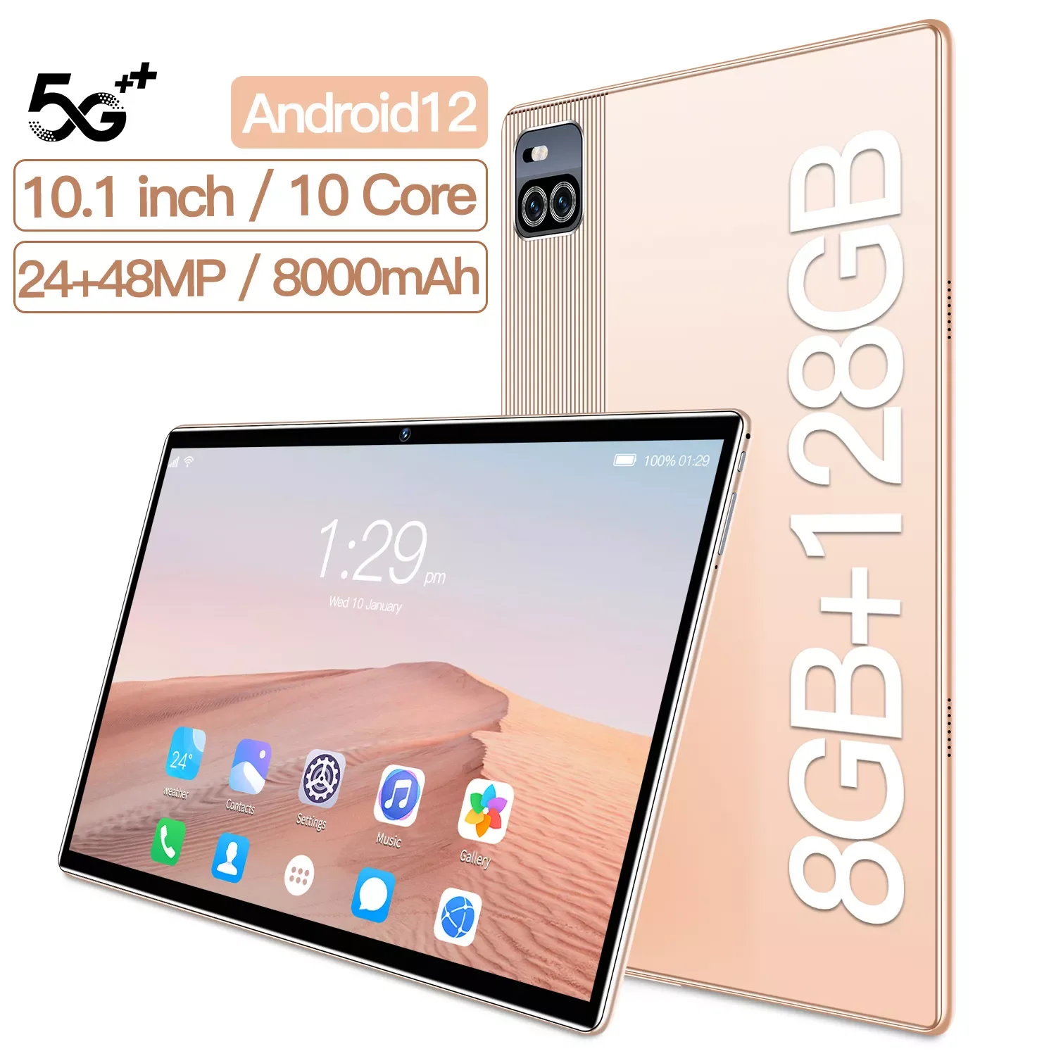 

10.1 Inch Tablet Android 12 X101 128GB Qualcomm 870 Processor 8000mAh Google Play Office Global Version Mini Laptop WiFi Network