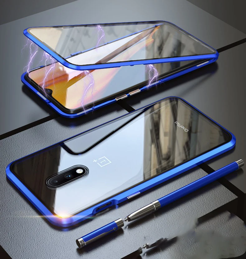 

360 Magnetic Metal Flip Case For OnePlus Nord 9 6T 7 7T 8 Pro Tempered Glass Cases On One plus 9 6T 7 7T 8 Pro Nord Cover Fundas