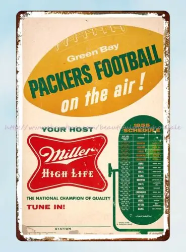 Декор 1955 Миллер Высокий срок службы расписание футбольный жестяной знак
