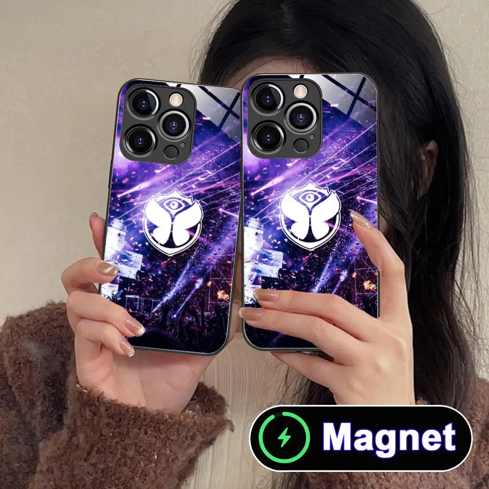 Фото Чехол для телефона Tomorrowland Festival для iPhone 17 16 15 14 13 12 11 Air Pro Max Plus Mini, стеклянный, с магнитом №5