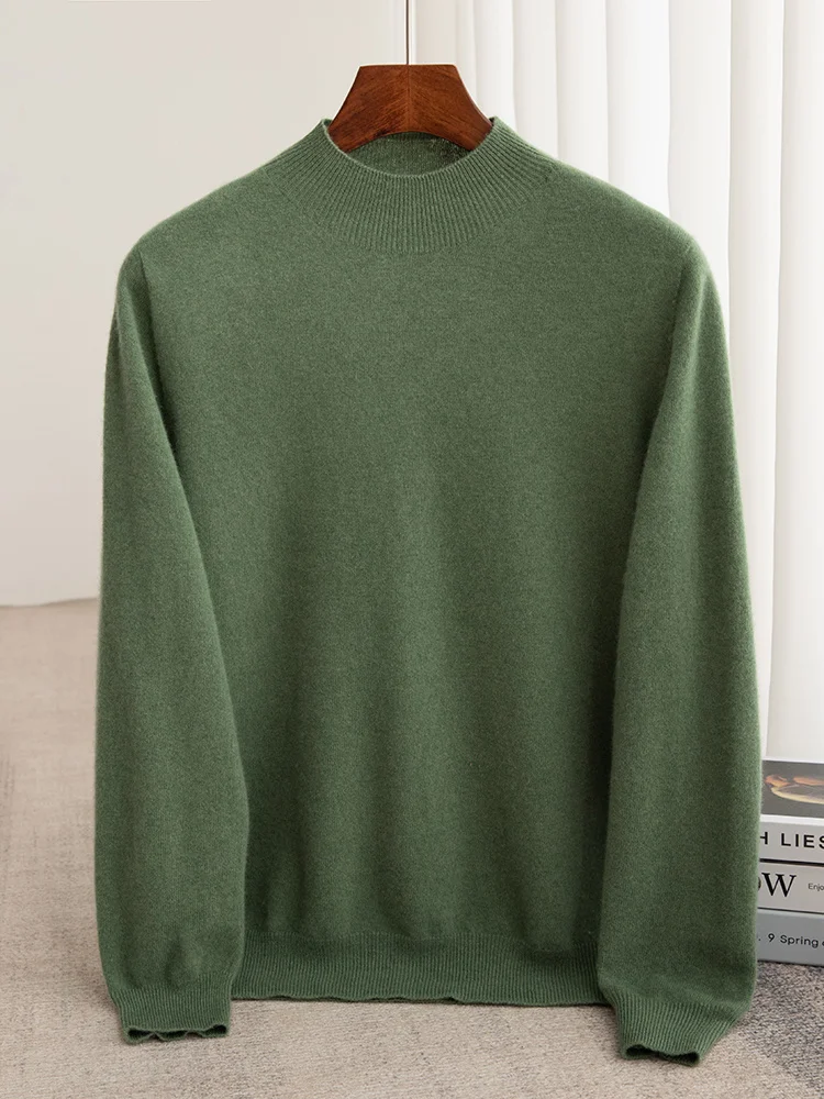 Модель 100% мужской плотный пуловер с полувысоким воротником свитер новинка