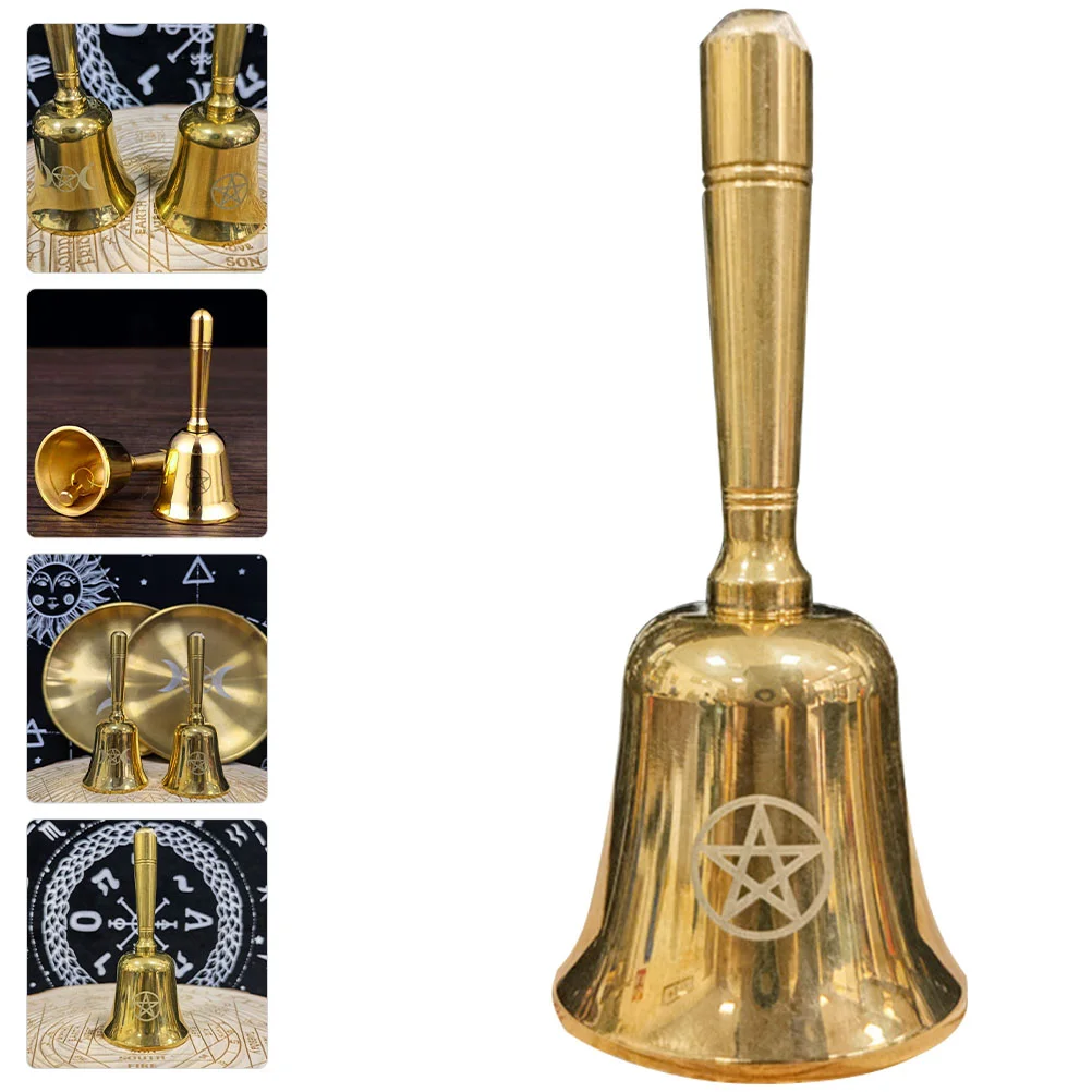 

Brass Hand Bell Pentagram Pattern Handheld Bell Ritual Handheld Bell Decor
