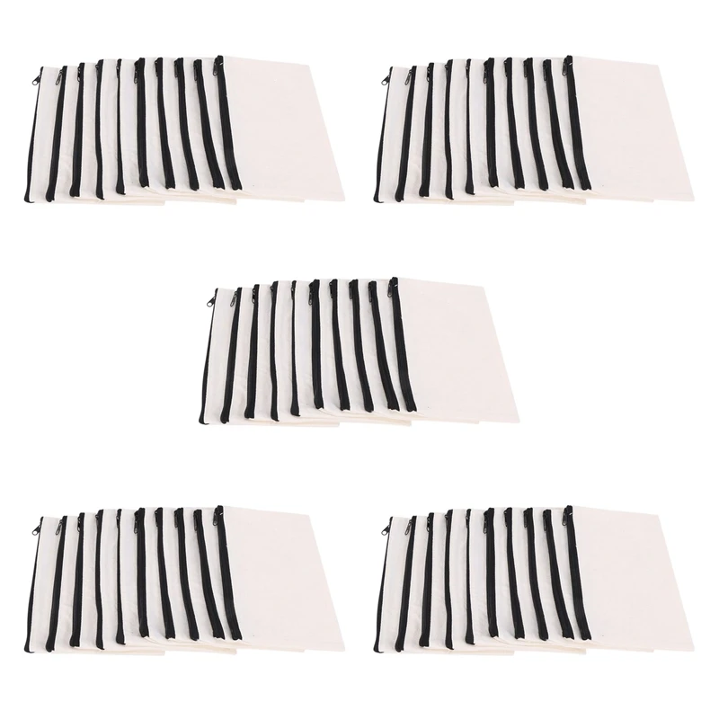 

50Pcs Canvas Makeup Bags Canvas Zipper Pouch Bags Pencil Case Blank DIY Craft Bags Cosmetic Pouch