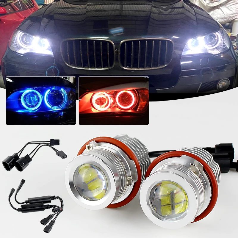 

2pcs 60W White 6000K Lamp LED Angel Eyes Marker Lights Bulbs for BMW E87 E39 M5 E60 E61 E63 E64 M6 E65 E66 E83 X3 E53 X5 00-08