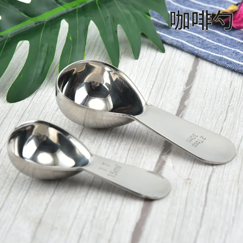 

15/30ML With Scale Exact Ergonomic Tablespoon Stainless Steel Measuring Spoons Sugar Flour Coffee Tablespoon Coffee Scoops