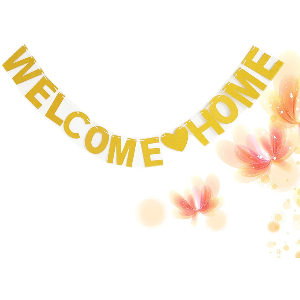 

Banner Bunting Baby Flags Garland Decorative Boy Welcome Come Glitter Gold Party