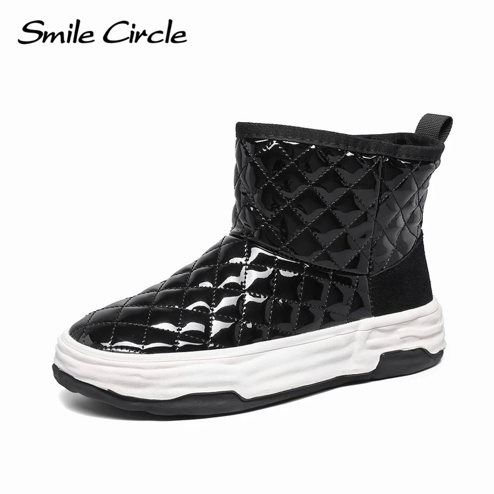 

Smile Circle Winter Snow Boots Women's Waterproof Warm Plush Round Toe Flat Platform Ankle Boots Rubber non-slip sole