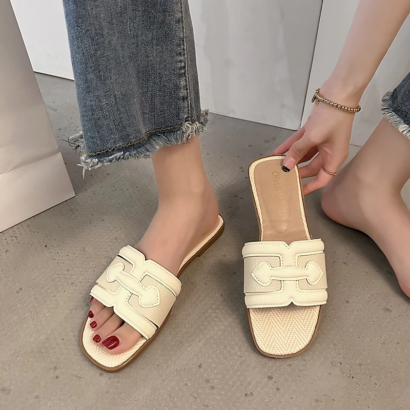 

New Slippers Women Flats Sandals Beach Shoes 2023 Summer Fashion Home Flip Flops Slingback Casual Shoes Trend Soft Dress Slides