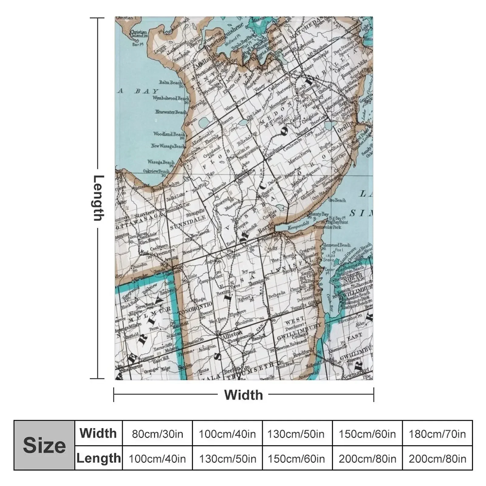 Карта округа Симкоэ Онтарио Канада пледы для декоративного дивана декоративные