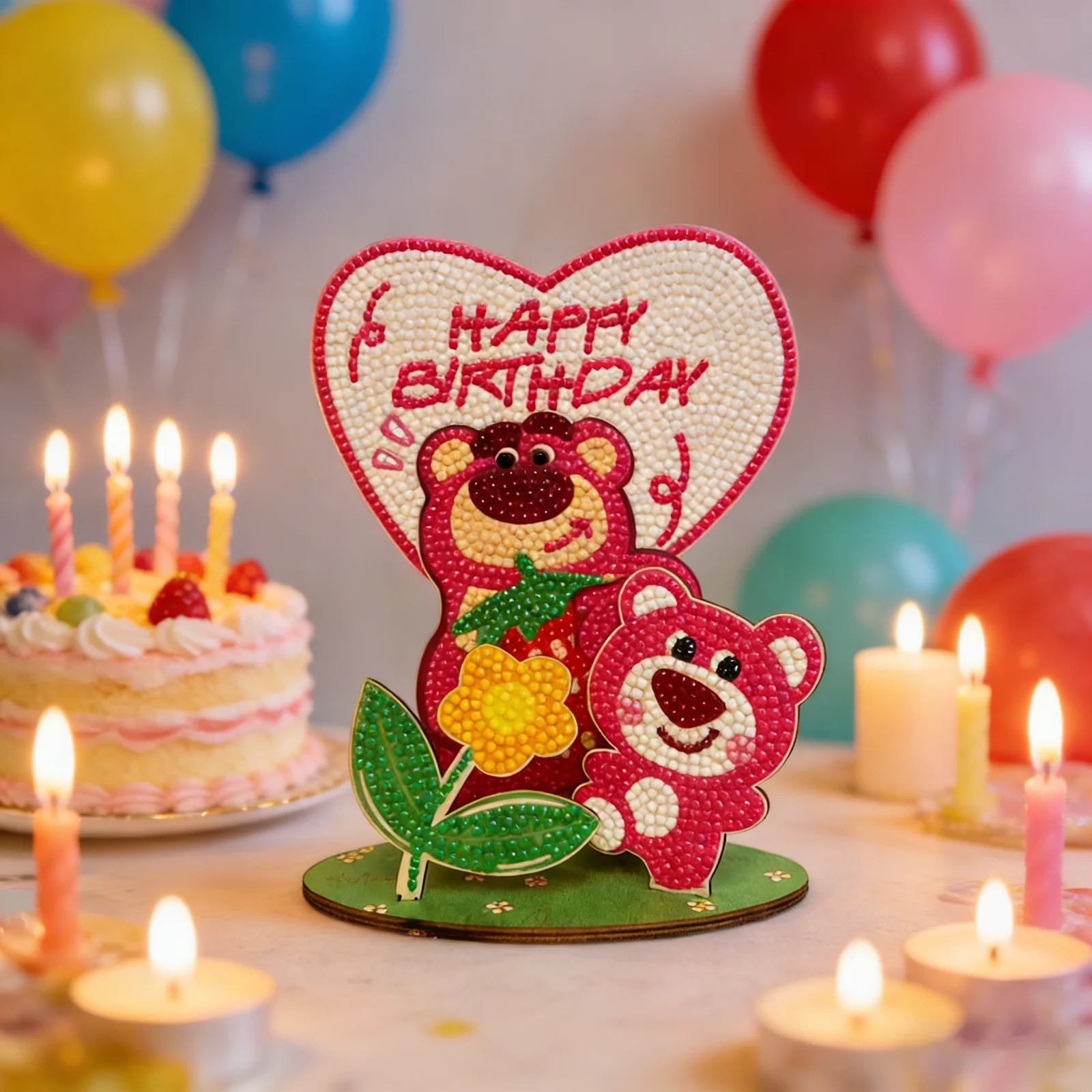 Фото Набор для алмазной мозаики Disney с 3D-медведем Лотсо, деревянный DIY-орнамент в форме сердца, подарок для детей, декор для дома, хит продаж №2
