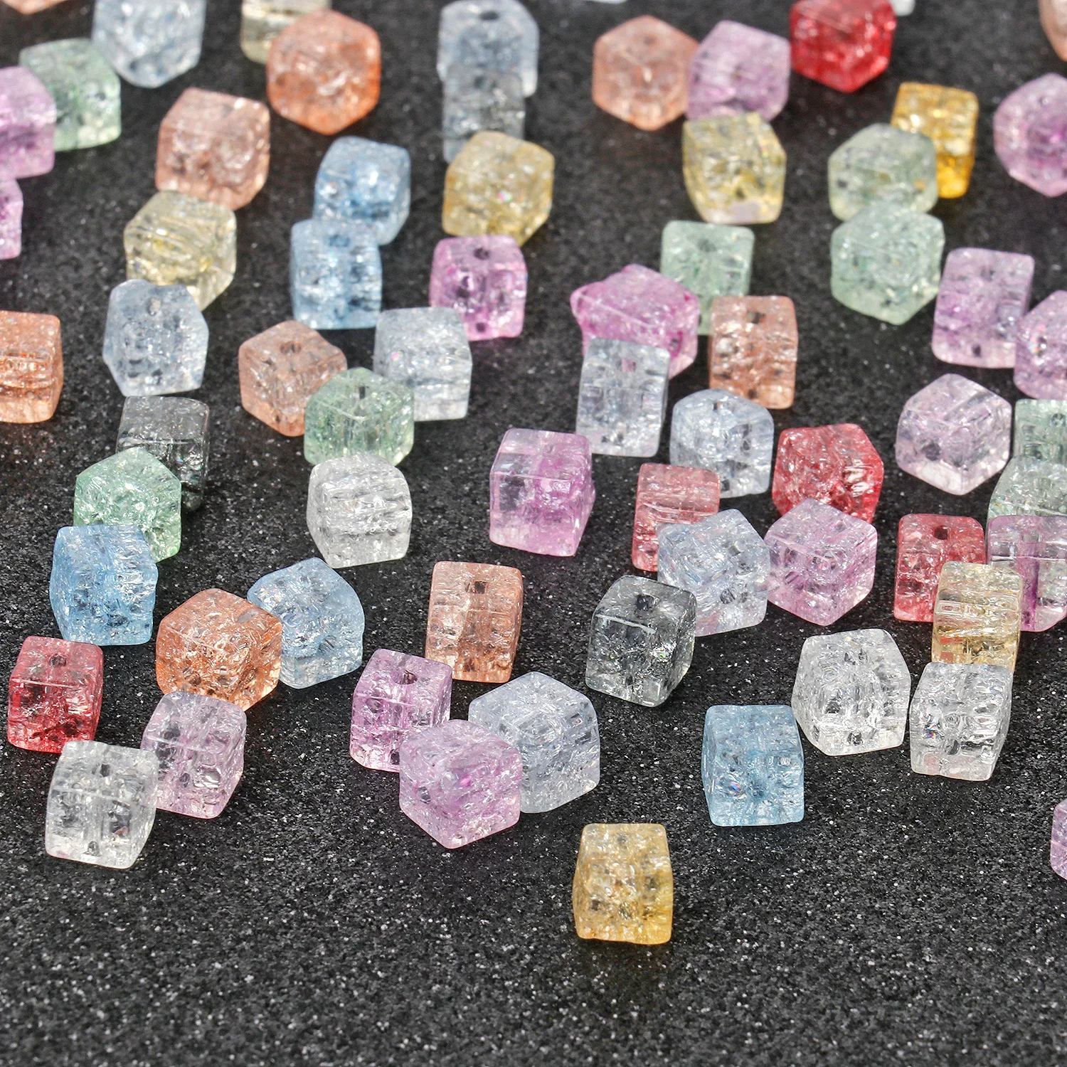 

Wholesale 8mm Diy Loose Cube Beads Jewelry Fashion Colorful Snow Cracked Crystal Glass Beads For Jewelry Making Findings