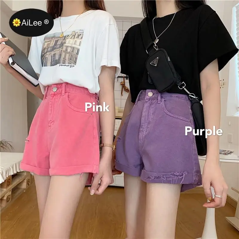 Women Purple Shorts Summer Sexy Jeans Denim Shorts Super Mini Booty Short Club Party Dance Casual Loose Ladies Shorts Plus Size