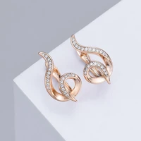 2022 fashion new swirl crystal earrings 585 gold color woman jewelry for girlfriend valentines day present