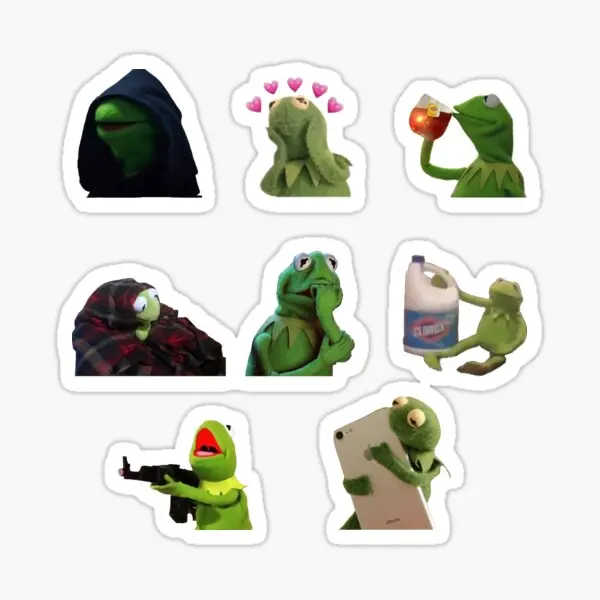 Kermit Meme Sticker Pack 5PCS Stickers for Wall Print Background Art Laptop Cartoon Room Water Bottles Home Cute Car Bumper |