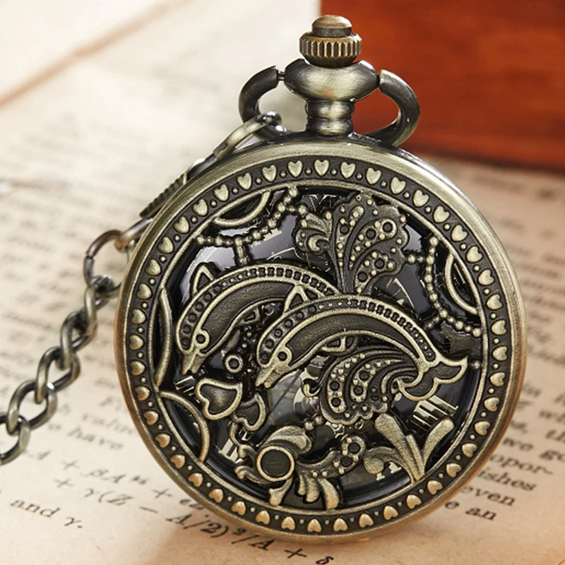 7 Patterns Vintage Mechanical Old Clock Man Pocket Watch Fob Chain Steampunk Skeleton Watches for Man Chinese Factory Pendant