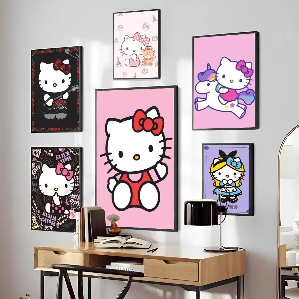 Милый мультяшный постер Hello Kitty 1 шт. постеры HD для домашней комнаты бара кафе