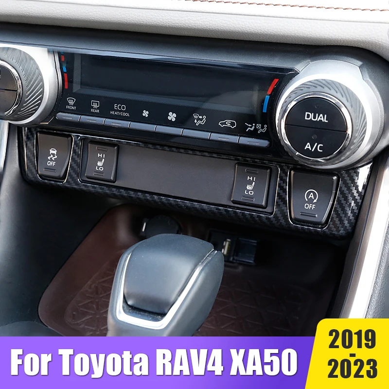 

For Toyota RAV4 XA50 2019 2020 2021 2022 2023 Center Console Sticker Strips Car Seat Heating Button Frame Cover Trim Accessories