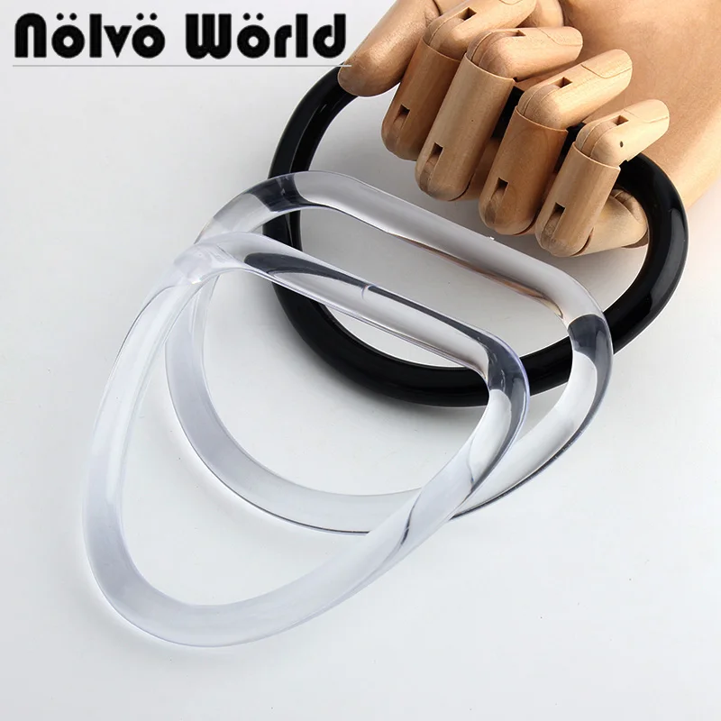 

2-10-20 штук, 2 размера, 2 цвета, 10x7 см, прозрачные черные кольца, 9x8 см, прозрачная D-образная ручка, женские пластиковые ручки для вязания крючком